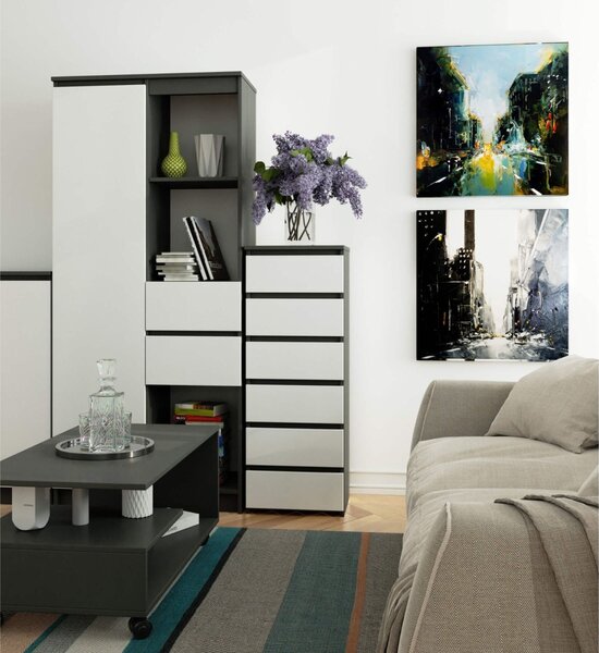 Ak furniture Komoda CL6 40 cm grafitově šedá/bílá