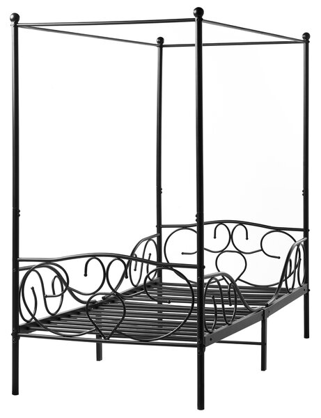 Postel s baldachýnem Kov SORMERY 90 x 200 cm Černá