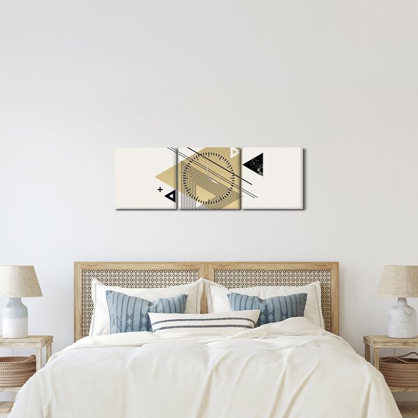 Obraz - Geometrické tvary N⁰4 (s hodinami) (90x30 cm)