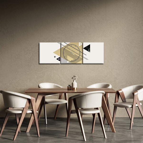 Obraz - Geometrické tvary N⁰4 (s hodinami) (90x30 cm)