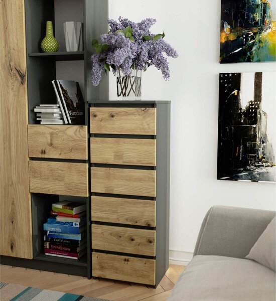 Ak furniture Komoda CL6 40 cm grafitově šedá/dub artisan