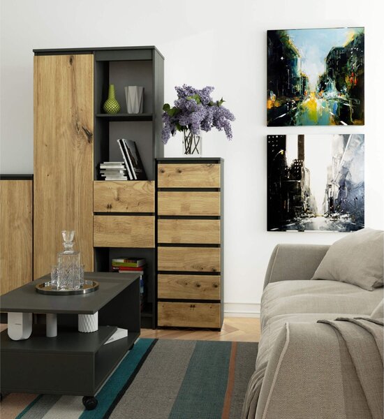 Ak furniture Komoda CL6 40 cm grafitově šedá/dub artisan