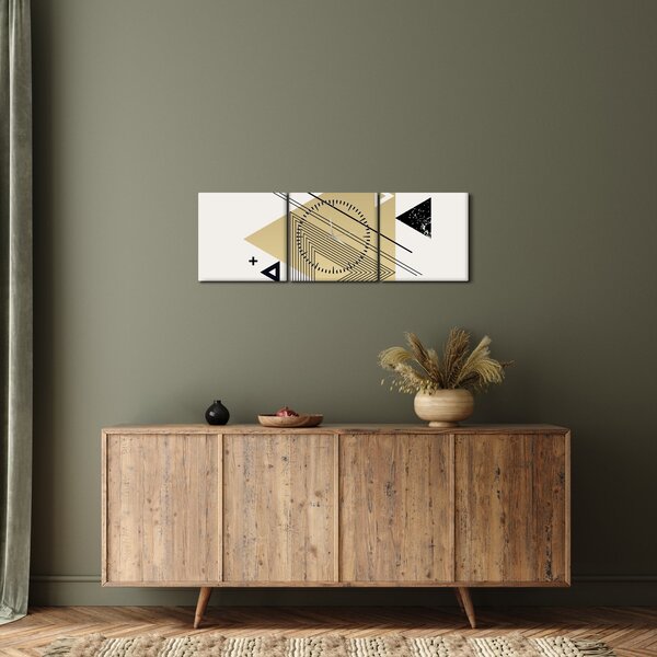 Obraz - Geometrické tvary N⁰4 (s hodinami) (90x30 cm)