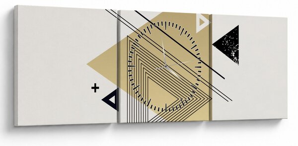 Obraz - Geometrické tvary N⁰4 (s hodinami) (90x30 cm)