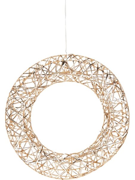 Koopmann International MICRO LED věnec s časovačem vánoční kov 300x70x300mm závěsný na baterky 2xAA, zlatá