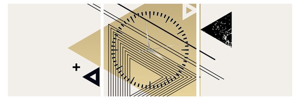 Obraz - Geometrické tvary N⁰4 (s hodinami) (90x30 cm)