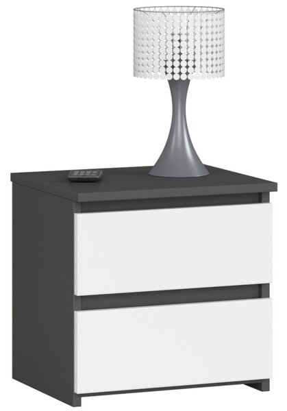 Ak furniture Noční stolek CL2 s 2 zásuvkami šedý grafit/bílý