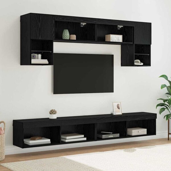 TV nástěnné jednotky s LED 6 ks Černý dub Kompozitní dřevo 3402964