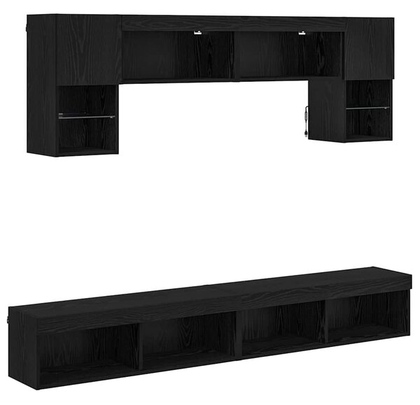 TV nástěnné jednotky s LED 6 ks Černý dub Kompozitní dřevo 3402964