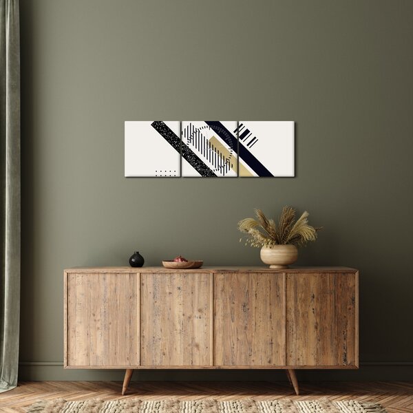 Obraz - Geometrické tvary N⁰5 (s hodinami) (90x30 cm)