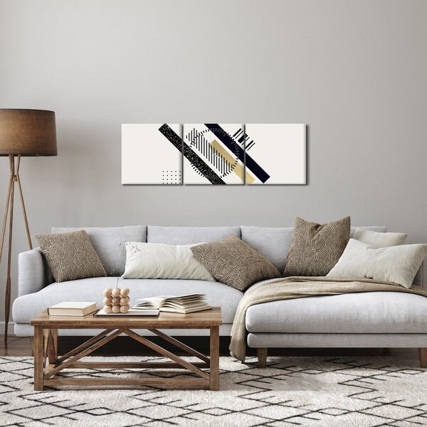 Obraz - Geometrické tvary N⁰5 (s hodinami) (90x30 cm)