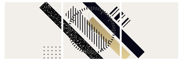 Obraz - Geometrické tvary N⁰5 (s hodinami) (90x30 cm)