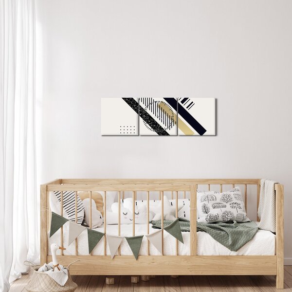 Obraz - Geometrické tvary N⁰5 (s hodinami) (90x30 cm)