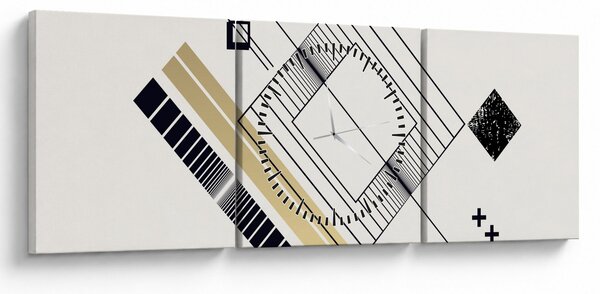 Obraz - Geometrické tvary N⁰6 (s hodinami) (90x30 cm)