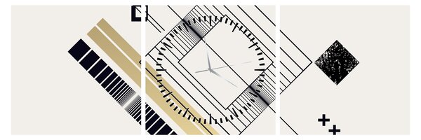 Obraz - Geometrické tvary N⁰6 (s hodinami) (90x30 cm)