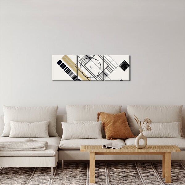 Obraz - Geometrické tvary N⁰6 (s hodinami) (90x30 cm)