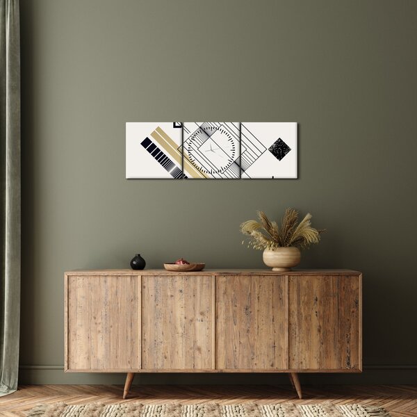 Obraz - Geometrické tvary N⁰6 (s hodinami) (90x30 cm)