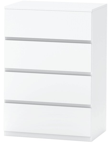 HOMCOM Komoda s 4 Zásuvkami - Moderní Úložný Kabinet pro Obývací Pokoj, Ložnici, Chodbu, Bílá, 55 x 33 x 80 cm | Aosom
