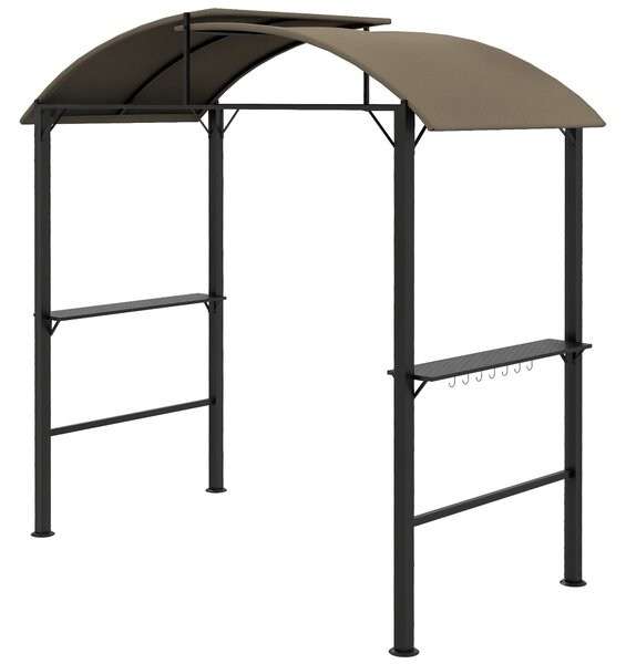 Outsunny BBQ altánek 1.1 x 2.3m s háčky, grilovací stan odolný vůči povětrnostním vlivům s polyesterovou střechou, 2 boční police, pro grily do 100 cm