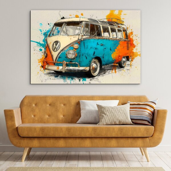 DUBLEZ | Dřevěný obraz - Autobus Volkswagen T1 | UV tisk, Premium