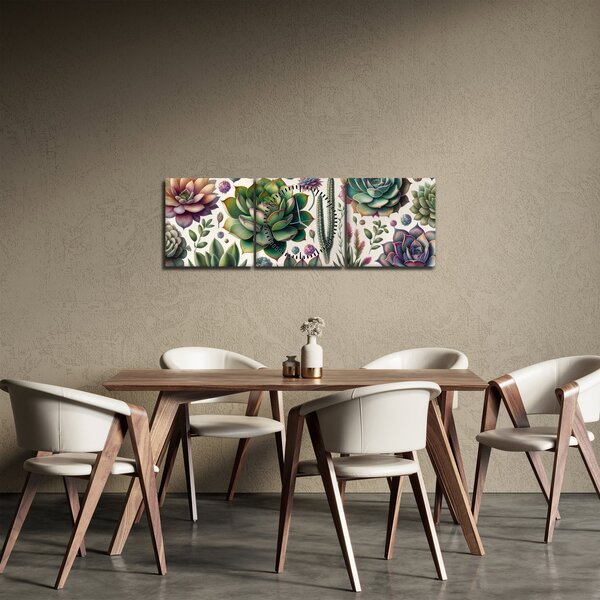 Obraz - Sukulenty (s hodinami) (90x30 cm)