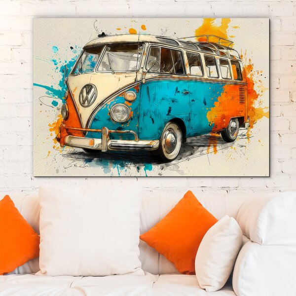 DUBLEZ | Dřevěný obraz - Autobus Volkswagen T1 | UV tisk, Premium