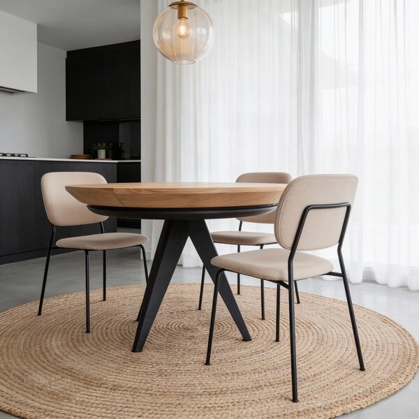 Kulatý rozkládací jídelní stůl s přídavnou deskou s deskou v dubovém dekoru ø 120 cm Magnus – Windsor & Co Sofas