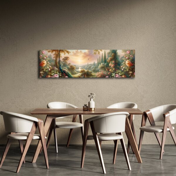 Obraz - Pávi v zahradě (170x50 cm)