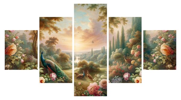 Obraz - Pávi v zahradě (125x70 cm)