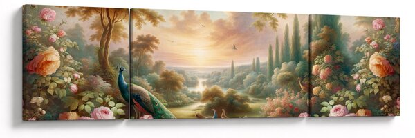 Obraz - Pávi v zahradě (170x50 cm)