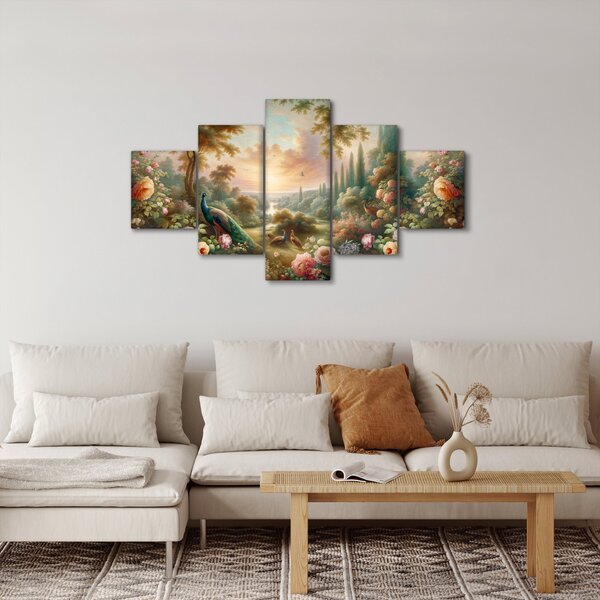 Obraz - Pávi v zahradě (125x70 cm)