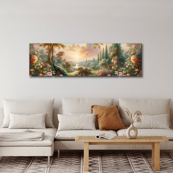 Obraz - Pávi v zahradě (170x50 cm)
