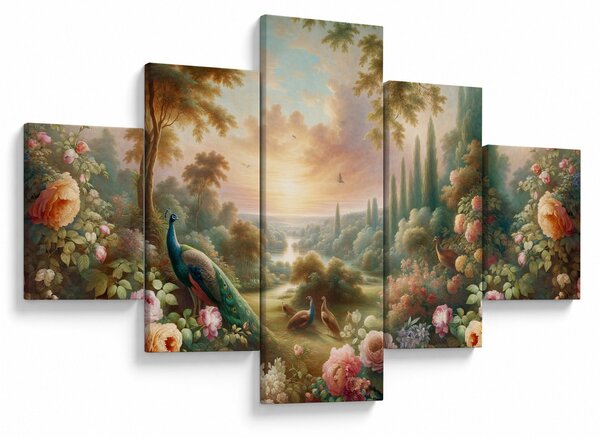 Obraz - Pávi v zahradě (125x70 cm)