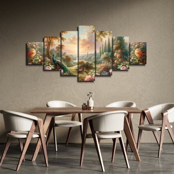 Obraz - Pávi v zahradě (210x100 cm)