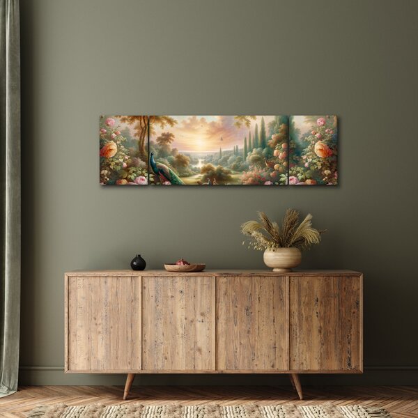 Obraz - Pávi v zahradě (170x50 cm)