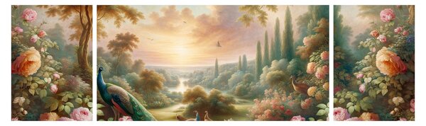Obraz - Pávi v zahradě (170x50 cm)