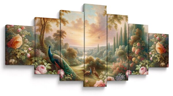 Obraz - Pávi v zahradě (210x100 cm)