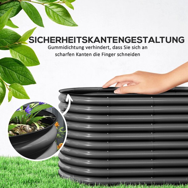 Vyvýšený zahradní záhon Outsunny z oceli, studený rám, skládací květinový box 160x80x80cm pro zahradu, balkon, terasu, ideální pro zeleninu, květiny a
