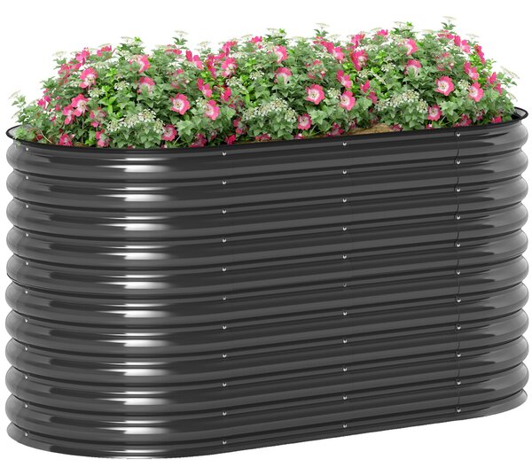 Vyvýšený zahradní záhon Outsunny z oceli, studený rám, skládací květinový box 160x80x80cm pro zahradu, balkon, terasu, ideální pro zeleninu, květiny a