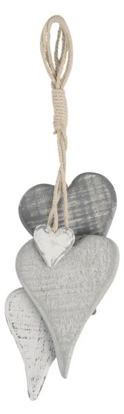 Přírodní závěsná dekorace skupinky srdcí – 32x5x8 cm