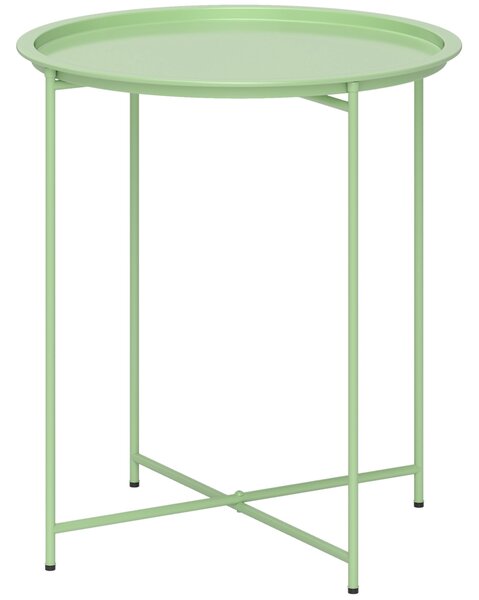 Skládací boční stůl Outsunny Ø46 x 50 cm - Kulatý balkonový stůl odolný proti povětrnostním vlivům s skládacími nohami, Camping stůl, Skládací konfere