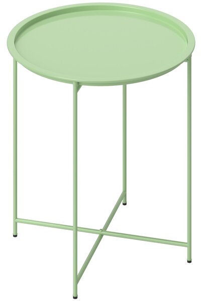 Skládací boční stůl Outsunny Ø46 x 50 cm - Kulatý balkonový stůl odolný proti povětrnostním vlivům s skládacími nohami, Camping stůl, Skládací konfere