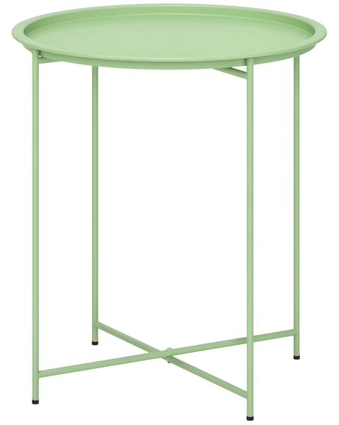 Skládací boční stůl Outsunny Ø46 x 50 cm - Kulatý balkonový stůl odolný proti povětrnostním vlivům s skládacími nohami, Camping stůl, Skládací konfere