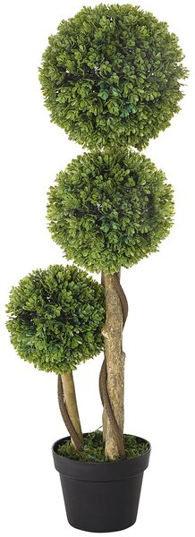 HOMCOM Velký Umělý Buxus 90 cm, UV-Ochranný Umělý Strom, Umělá Rostlina, Plastové Umělé Rostliny v Květináči, Napodobenina Rostliny jako Skutečné pro