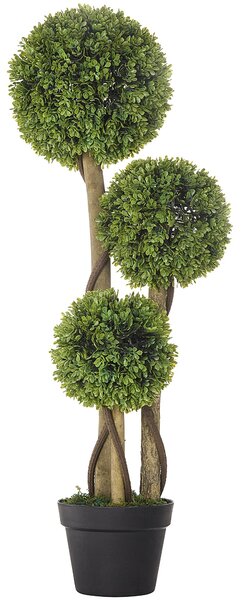 HOMCOM Velký Umělý Buxus 90 cm, UV-Ochranný Umělý Strom, Umělá Rostlina, Plastové Umělé Rostliny v Květináči, Napodobenina Rostliny jako Skutečné pro