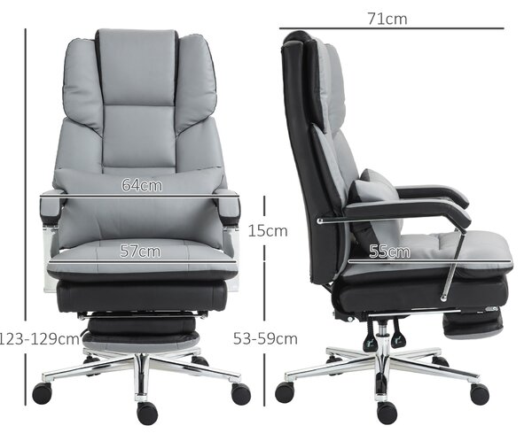 HOMCOM Kancelářská židle, ergonomická židle s houpací funkcí, opěrky na ruce, podnožka, sklápěcí počítačová židle s bederním polštářem, do 120 kg zatí