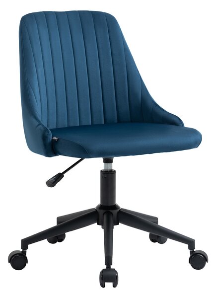 Vinsetto Otočná kancelářská židle Ergonomický design s nastavitelnou výškou 360° otočná pěnová sametová polyesterová modrá 50 x 58 x 77-87 cm | Aosom