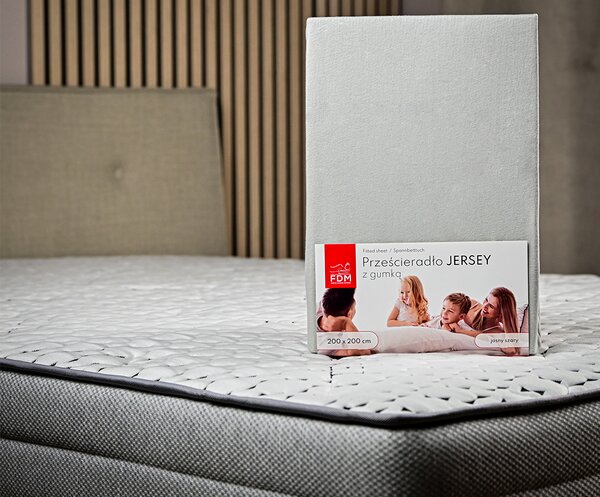 Prostěradlo JERSEY s gumou 80x200 cm SVĚTLE ŠEDÁ 100% bavlna
