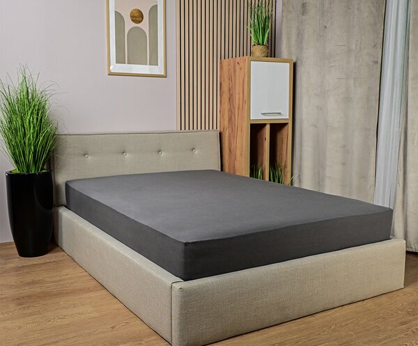 Prostěradlo JERSEY s gumou 80x200 cm TMAVĚ ŠEDÁ 100% bavlna