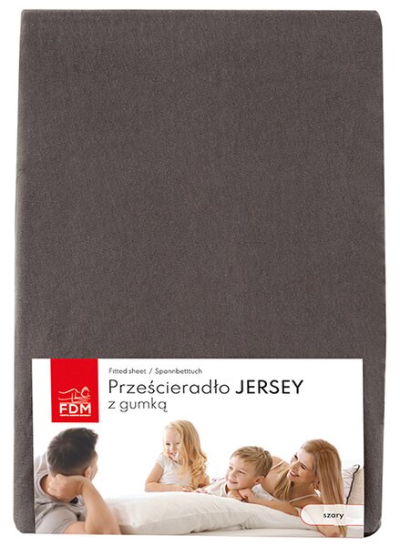 Prostěradlo JERSEY s gumou 80x200 cm TMAVĚ ŠEDÁ 100% bavlna